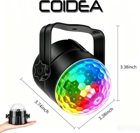 Disco Ball Disco Lights-COIDEA Party Lights Sound Activated Storbe Light With Remote Control DJ Lighting,Led 3W RGB Light Bal, Dance lightshow for Home Room Parties Kids Birthday Wedding Show Club Pub in Saudi Arabia