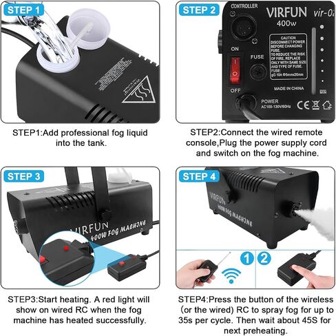 VIRFUN Fog Machine, Smoke Machine with Wireless&Wired Remote Control for Parties Halloween Wedding and Stage Effect, 400W in Saudi Arabia