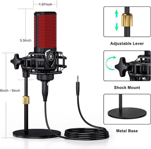 Audio Mixer with Sound Card, tenlamp Two 3.5mm Studio Condenser Microphone and G3 Audio interface, Sound Board Voice Changer, Podcast Equipment Bundle for PC Recording Gaming Live Streaming Podcast in Saudi Arabia