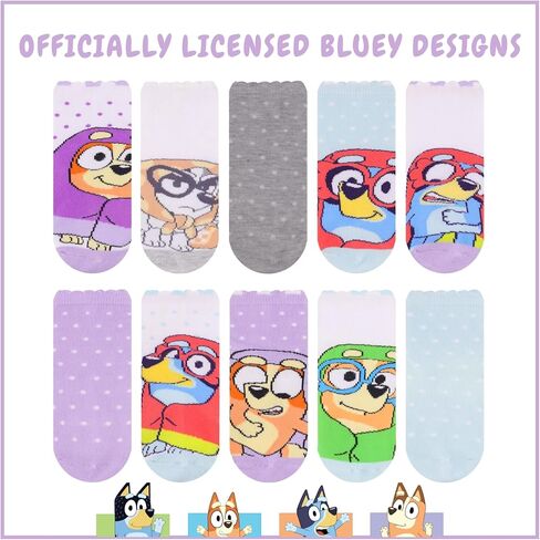 Bluey Socks 10 Pack Toddler Socks with Grips for Boys and Girls 2T–4T – Non Slip Crew Socks – Great Gifts Set in Saudi Arabia