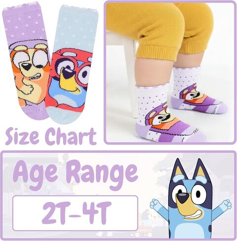 Bluey Socks 10 Pack Toddler Socks with Grips for Boys and Girls 2T–4T – Non Slip Crew Socks – Great Gifts Set in Saudi Arabia