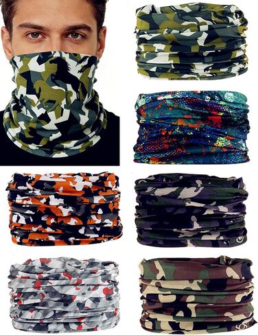 KINREE 6 PCS Summer UV Protection Multi-function Headband Neck Gaiter Head Wrap Headwear Face Mask Magic Scarf Bandana in Saudi Arabia