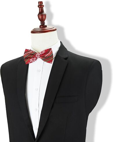 DecTwig Christmas BowTie for Men - Festive Red Holiday BowTies with Snowflake Patterns, Funny Christmas Neck Bow Ties For Men in Saudi Arabia