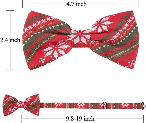 DecTwig Christmas BowTie for Men - Festive Red Holiday BowTies with Snowflake Patterns, Funny Christmas Neck Bow Ties For Men in Saudi Arabia