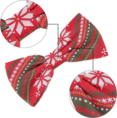 DecTwig Christmas BowTie for Men - Festive Red Holiday BowTies with Snowflake Patterns, Funny Christmas Neck Bow Ties For Men in Saudi Arabia