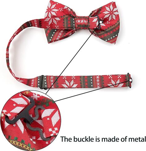 DecTwig Christmas BowTie for Men - Festive Red Holiday BowTies with Snowflake Patterns, Funny Christmas Neck Bow Ties For Men in Saudi Arabia