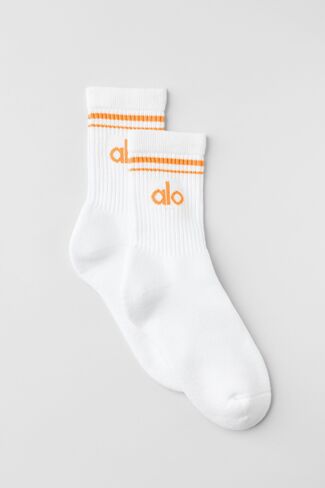 Alo Yoga Unisex Half-Crew Throwback Sock - White/Satsuma Breeze in Saudi Arabia