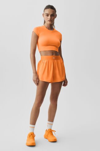 Alo Yoga Alosoft Crop Finesse Short Sleeve - Satsuma Breeze in Kuwait