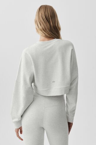 Alo Yoga Cropped Sway Crew Neck Pullover - White Heather in Kuwait
