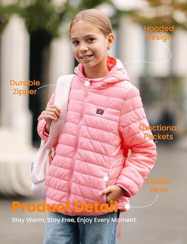 HENNCHEE Kids Heated Jacket for Boys Girls Lightweight Winter Heated Jacket with Battery Pack Heated Coat in Saudi Arabia