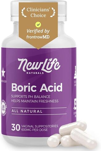 NewLife Naturals - Boric Acid Suppositories for Women pH Balance Pills - 600mg - Feminine Care - Vaginal Odor Itching Discharge BV | Made in USA | 30 Capsules in Saudi Arabia