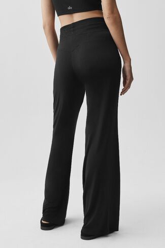 Alo Yoga Semi-Sheer Delicate Lounge Flare Pant (Long) - Black in Kuwait
