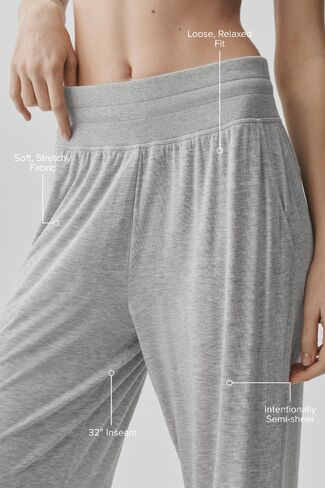 Alo Yoga Semi-Sheer Delicate Lounge Flare Pant (Long) - Athletic Heather Grey in Kuwait