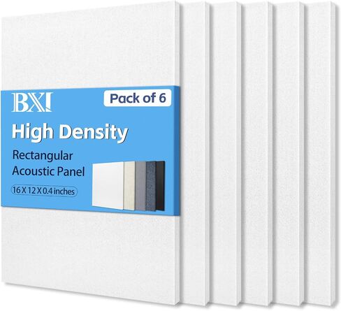 ممتص الصوت BXI - 16 × 12 × 3/8 بوصة 6 قطع من لوحة امتصاص الصوت عالية الكثافة، لوحات امتصاص الصوت تقلل من تردد الصدى، لوحات صوتية قابلة للمعالجة الصوتية للجدار والسقف in Kuwait