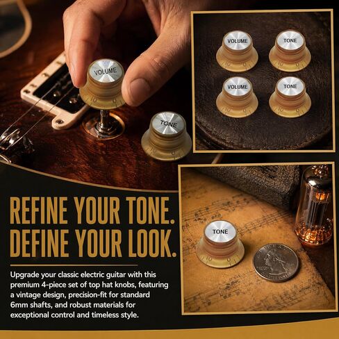 Cheerock الغيتار الكهربائي أعلى قبعة المقابض التحكم في السرعة المقابض 2 حجم 2 لهجة متوافق مع Les Paul LP نمط قبعة الغيتار الكهربائي استبدال أجزاء الذهب in Kuwait