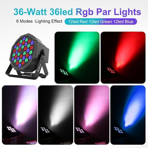 DJ Lights, Kebert 36 Led Par Lights， DJ Stage Lights with Remote Control and DMX, 1W RGB Sound Activated Stage Lights, 9 Modes Par Led Flood Lights for Wedding Bar Party DJ Show -4 Pack in Saudi Arabia