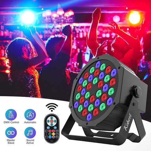 DJ Lights, Kebert 36 Led Par Lights， DJ Stage Lights with Remote Control and DMX, 1W RGB Sound Activated Stage Lights, 9 Modes Par Led Flood Lights for Wedding Bar Party DJ Show -4 Pack in Saudi Arabia