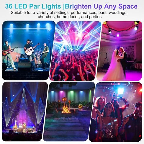 DJ Lights, Kebert 36 Led Par Lights， DJ Stage Lights with Remote Control and DMX, 1W RGB Sound Activated Stage Lights, 9 Modes Par Led Flood Lights for Wedding Bar Party DJ Show -4 Pack in Saudi Arabia