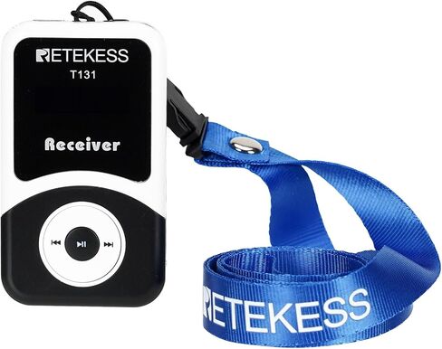 Retekess T131 Wireless Tour Guide System Receiver with 3.5mm One-Side Earphone, 99 Channels, Audio Translation System for Church School Training Court Factory (Use with T130 Transmitter) in Saudi Arabia