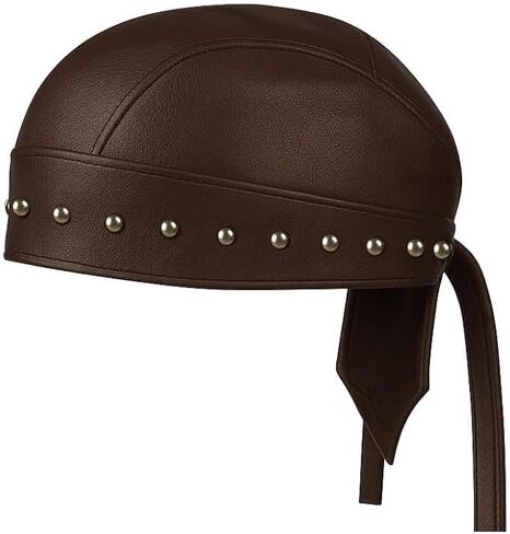 Sheep Leather Skull caps in Black Sweat Head Wraps Studded Skull Cap Bandana Style in Real Do Du Rag Leather Doo Rag Motorcycle Biker Cap Brown ICE Club Shop in Saudi Arabia