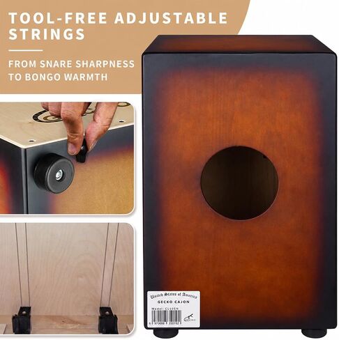 صندوق قرع خشبي من GECKO Cajon BOX، مع أوتار جيتار داخلية قابلة للتعديل، ضمان لمدة عامين in Kuwait