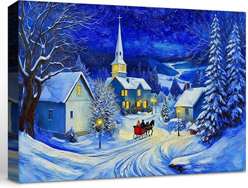 Framed Christmas Canvas Wall Art Print, Vintage Santa Reading Book Canvas Painting Decor, Christmas Pictures Wall Art for Living Room Bedroom Fireplace Decor 12x8in in Saudi Arabia