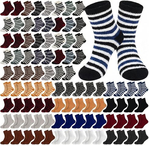 80 Pairs Men's Fuzzy Socks Bulk Cozy Fluffy Warm Plush Slipper Socks Plush Sleeping Fleece Boot for Men Homeless Winter in Saudi Arabia