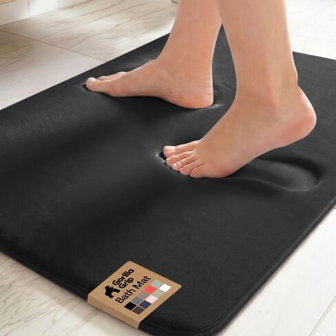 GORILLA GRIP Memory Foam Bath Rugs, Soft Absorbent Velvet Bathroom Mats, Durable Dots on Underside, Machine Washable Bathmat, Carpet Rug Room Decor for Shower Floor, 24x17 Mat, Graphite Gray in Saudi Arabia