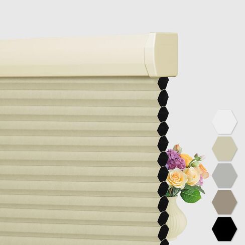 BERISSA Cellular Shades Cordless, Blackout Cellular Window Blinds, Pull Down Blackout Blinds Honeycomb Indoor Windows Shades for Home Office Bedroom, Easy to Install, Grey, 24" W x 72" H in Saudi Arabia
