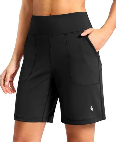 SANTINY Women's 6''/ 8'' Athletic Long Shorts with 4 Pockets High Waisted Bermuda Shorts for Women Walking Running Casual in Saudi Arabia