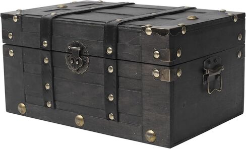 Vintage Wooden Treasure Chest Decorative Box with Lock - 12.2" x 7.1" x 7.1", Brown in Saudi Arabia