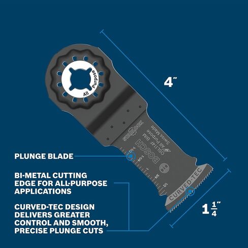 BOSCH OSM114F 1-1/4 In. StarlockMax Oscillating Multi Tool All Purpose Bi-Metal Plunge Cut Blade for Extreme-Duty Applications in Wood, Wood with Nails, Drywall, PVC, Metal (Nails and Staples) in Kuwait