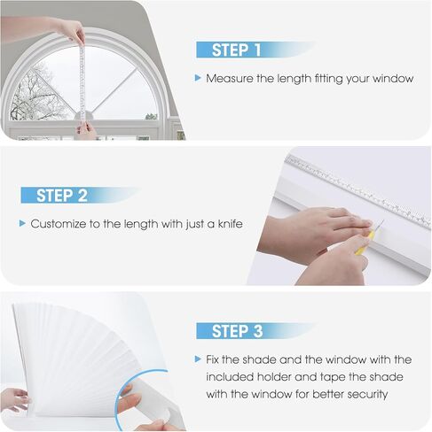 Arch Window Light Fully Blocking Pleated Shade Blinds for semi-Circle Arch Window, 2PCS Arch Light Filtering Pleated Fabric Shade, Easy to Cut and Install, 72" x 36" in Saudi Arabia