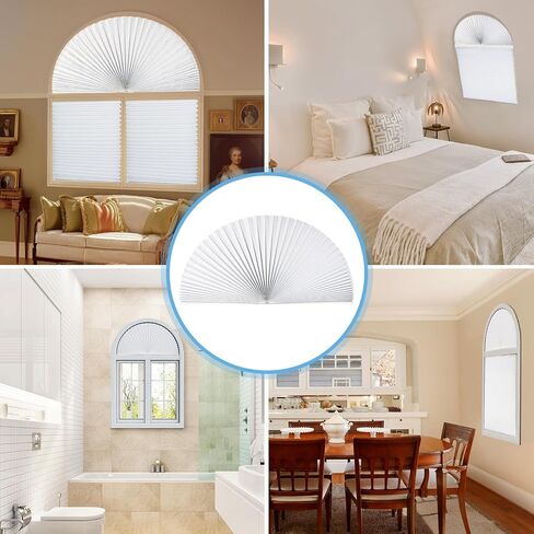 Arch Window Light Fully Blocking Pleated Shade Blinds for semi-Circle Arch Window, 2PCS Arch Light Filtering Pleated Fabric Shade, Easy to Cut and Install, 72" x 36" in Saudi Arabia
