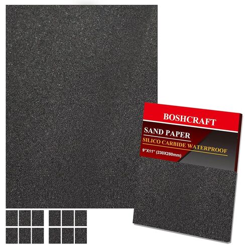 BOSHCRAFT 50 Pcs 1/4 Sheet Sandpaper, Premium Sand Paper 80/120/150/220/320/400 Grit Assortment Sandpaper for Wood Metal Automotive Palm Sanders 5.5" x 4.5" in Saudi Arabia