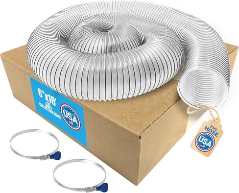 6" x 10' (6 inch diameter by 10 feet long) Ultra-Flex Clear Vue Heavy Duty PVC Dust, Debris and Fume Collection Hose - MADE IN USA! in Kuwait