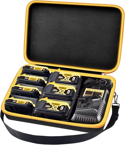 حافظة حامل تخزين بطارية كبيرة جدًا لبطارية وشاحن DEWALT 20V/ 60V MAX XR، صندوق حامل حاوية بطاريات الأدوات، يحمل بطاريات 20V 60V 2.0/3.0/4.0/5.0/6.0/9.0 أمبير، محول (حقيبة فقط) in Kuwait