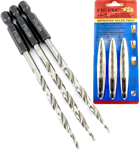 FTG USA Tapered Countersink Drill Bit Set 6 Pc (#4) 7/64" Countersink Bit Same Size Bit Replacement Only, Countersink Replacement Drill Bit with Improved Connection Drill-Hex Shank Without a Pin in Saudi Arabia
