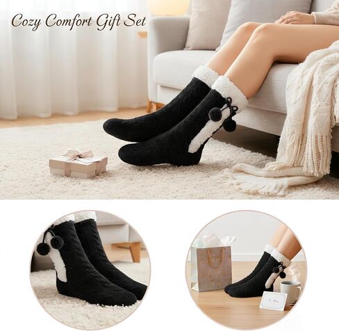 Christmas Gift Stocking Stuffers Winter Warm Slipper Socks for Women - Ultra Cozy Fluffy Sherpa Lined with Non-Slip Grippers | Soft Fuzzy Socks in Saudi Arabia