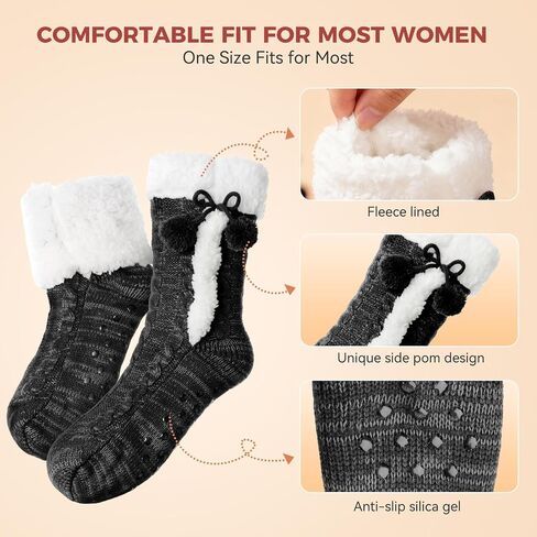 Christmas Gift Stocking Stuffers Winter Warm Slipper Socks for Women - Ultra Cozy Fluffy Sherpa Lined with Non-Slip Grippers | Soft Fuzzy Socks in Saudi Arabia