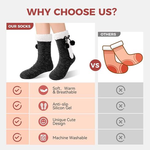 Christmas Gift Stocking Stuffers Winter Warm Slipper Socks for Women - Ultra Cozy Fluffy Sherpa Lined with Non-Slip Grippers | Soft Fuzzy Socks in Saudi Arabia
