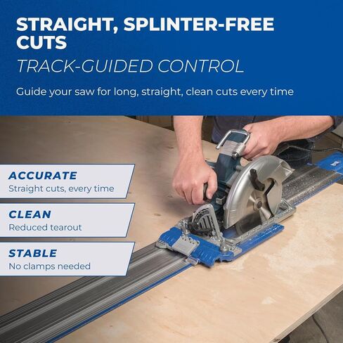 Kreg KMA2700 Accu-Cut - Universal Track Saw Guide System - Cuts up to 50" Long - No Clamps Needed - Make Straight, Cross, Rip & Angled Cuts Easily - Circular Saw Guide - Woodworking Tool in Saudi Arabia