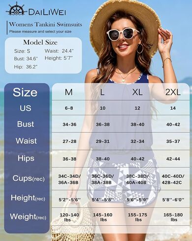 DaiLiWei Blouson Tankini المايوه للنساء قطعتين تحكم في البطن ثوب السباحة تغطية كاملة متواضعة لباس سباحة مع شورت in Kuwait