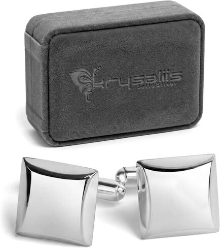 Sterling Engravable Cushion Cufflink Luxury Men's Cuff Links With Elegant Gift Box | Crafted With .925 Sterling Silver | Suitable for All Occasions in Saudi Arabia