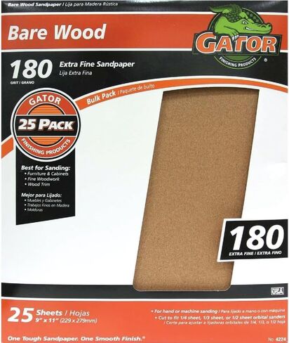 Gator 9" x 11" Bare Wood Sanding Sheets, 80 Grit, 25 Pack in Saudi Arabia