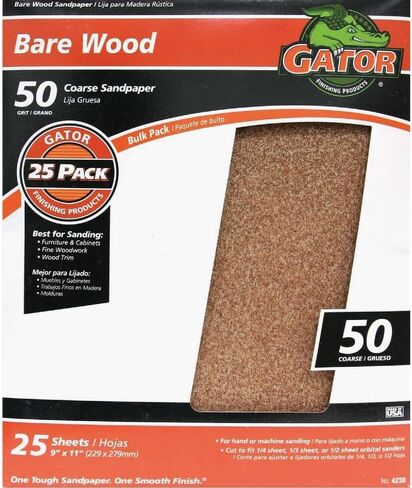 Gator 9" x 11" Bare Wood Sanding Sheets, 80 Grit, 25 Pack in Kuwait