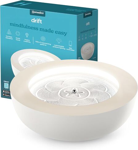 Homedics Drift 11" Sandscape – Version 2.0 with Updated Connected Experience, Smart Wi-Fi Zen Table Décor, LED Ambient Light, Modern Sand Art for Relaxation & Mindfulness, Home & Office Calm Décor in Saudi Arabia