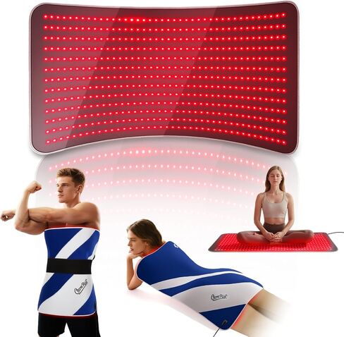 Red Light Therapy for Body, 24" x 12" Large Size (250 LEDs) Near Infrared Red Light Therapy Mat, 660nm&850nm, Adjustable Timer and Power Levels, Sweat-Resistant & Easy-Clean for Pain Relief in Saudi Arabia