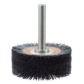 Weiler 86156 Bore-Rx Brush Deburring Tool, 4" ID, 0.55/120CG Crimped Fill, 3/8" Stem, Made in The USA in Saudi Arabia