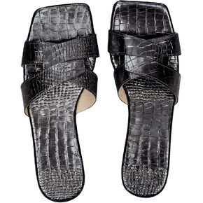 GORGLITTER Women's H Band Flats Sandals Strappy Square Open Toe Slide Sandals Trendy 2025 in Saudi Arabia
